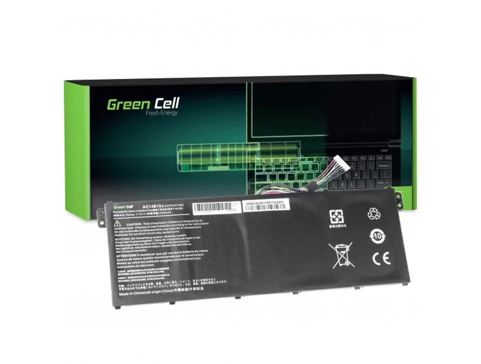 ⁨GREEN CELL BATERIA AC14B13J AC14B18J DO ACER ASPIRE ES1-111M ES1-331 ES1-531 ES1-533 ES1-571AC52 2100MAH 11.4V⁩ w sklepie Wasserman.eu