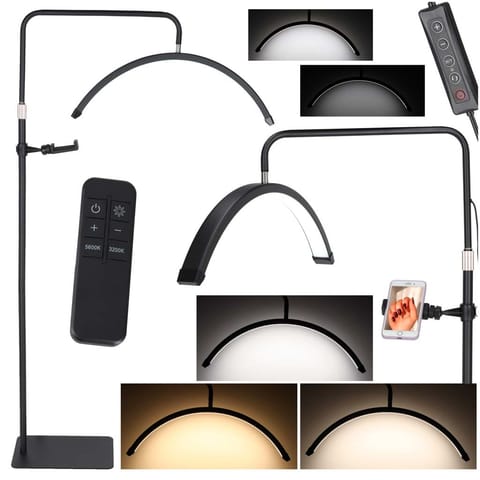 ⁨Lampa do przedłużania rzęs LED 36W regulowana kosmetyczna bezcieniowa łuk czarna⁩ w sklepie Wasserman.eu