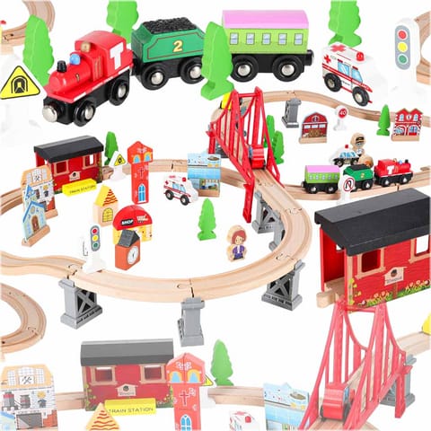Wooden railway train car track + 70el at Wasserman.eu