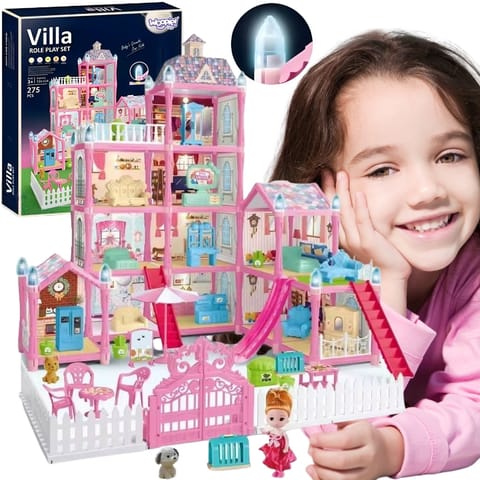 ⁨WOOPIE Domek dla Lalek Villa z Akcesoriami i Lalką Podświetlany 275el.⁩ w sklepie Wasserman.eu