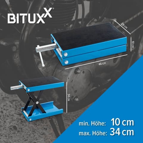 ⁨Podnośnik do motoru Serwisowy Bituxx Stojak Korbowy do 450kg regulacja⁩ w sklepie Wasserman.eu