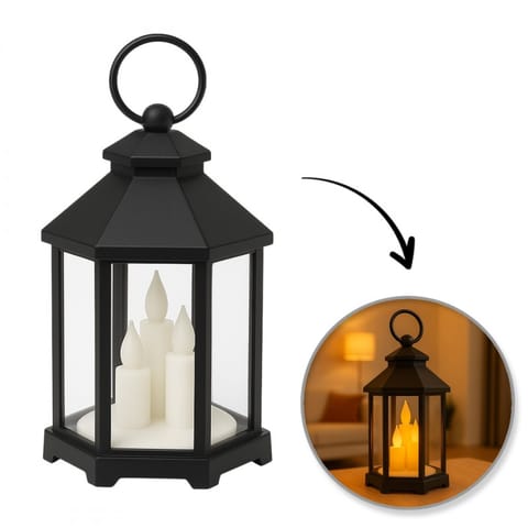 ⁨Lampion dekoracyjny LED z imitacją świec 12 x 21 cm - LAMP53⁩ w sklepie Wasserman.eu