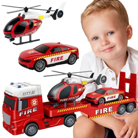 ⁨WOOPIE Zestaw Pojazdów Laweta Strażacka Helikopter Samochód Dźwięk Światła⁩ w sklepie Wasserman.eu