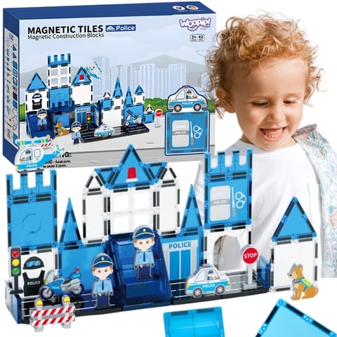 ⁨WOOPIE Klocki Magnetyczne 3D Zestaw Komisariat Policji 42el.⁩ w sklepie Wasserman.eu