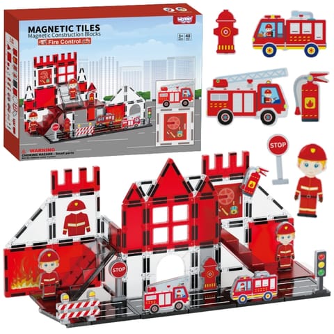 ⁨WOOPIE Klocki Magnetyczne 3D Zestaw Straż Pożarna 48el.⁩ w sklepie Wasserman.eu