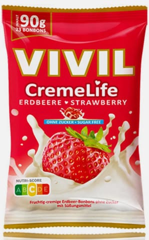 ⁨Vivil Creme Life Erdbeere Cukierki Truskawkowe bez Cukru 90 g⁩ w sklepie Wasserman.eu