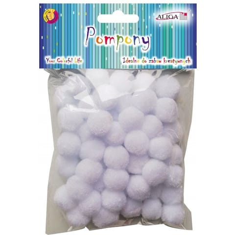 ⁨Pompony POM-401 białe 2cm op.60szt.⁩ w sklepie Wasserman.eu
