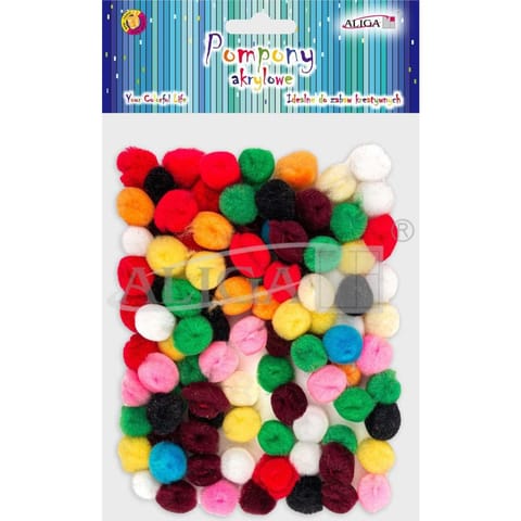 ⁨Pompony akrylowe mix kolorów 1,5cm (100) POM-9990 ALIGA⁩ w sklepie Wasserman.eu