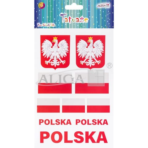 ⁨Tatuaże do ciała 14x21cm BARWY NARODOWE TAT-0673 ALIGA⁩ w sklepie Wasserman.eu