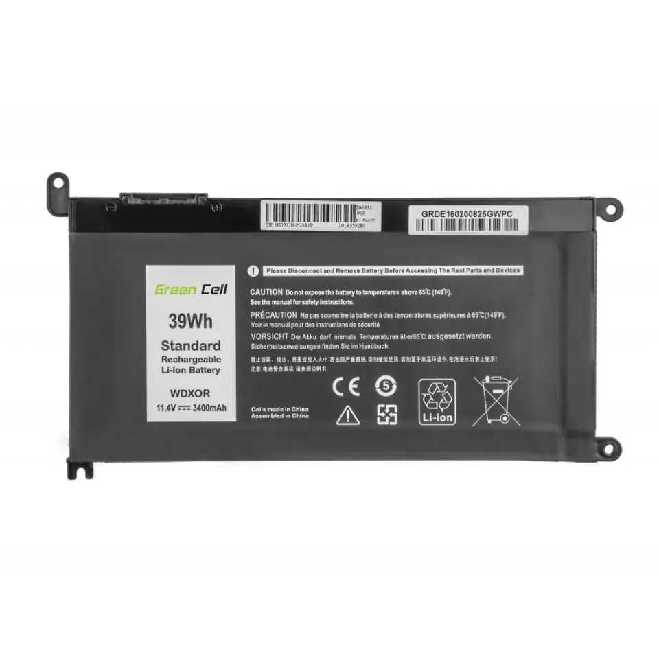 GREEN CELL BATERIA DE150 WDX0R WDXOR DO DELL INSPIRON 13 5378 5379 14 5482 15 5568 5578 5579 7560 7570 17 5770 3400MAH 11.4V w sklepie Wasserman.eu