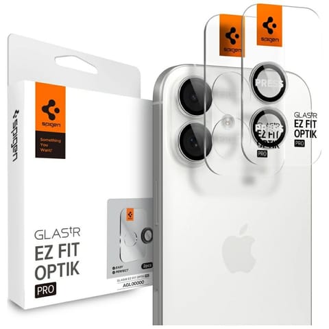 ⁨Osłona aparatu Spigen Optik Pro Glas.TR  "EZ FIT" Camera Protector 2szt do iPhone 17 / 16 / 16 Plus srebrny⁩ w sklepie Wasserman.eu