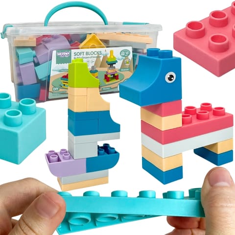 ⁨WOOPIE Klocki Soft Blocks Zestaw 99 Elementów w Pudełku⁩ w sklepie Wasserman.eu