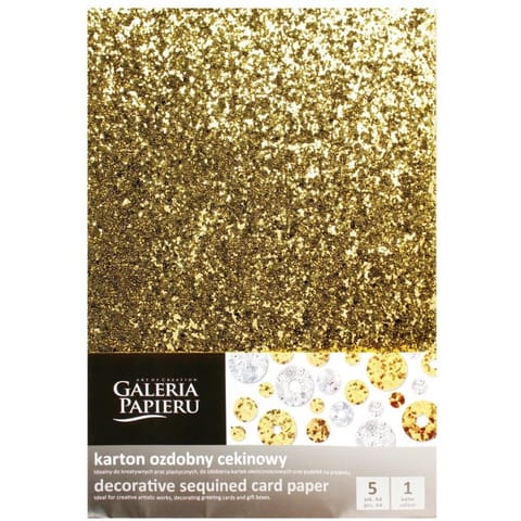 ⁨Karton ozdobny cekinowy A4 złoty 210g. (5ark.) 208506 Galeria Papieru⁩ w sklepie Wasserman.eu