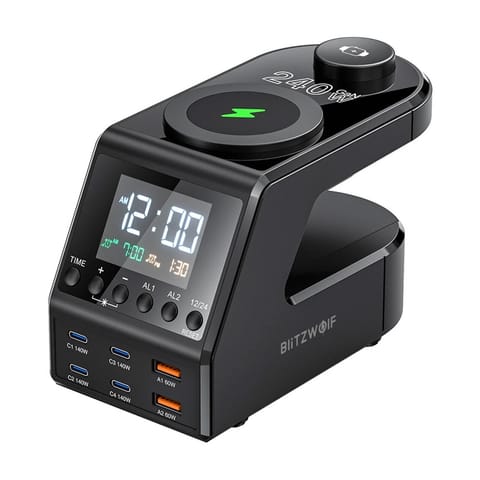 ⁨Budzik z ładowarką Blitzwolf BW-FW10 2xUSB-A, 4xUSB-C, 240W⁩ w sklepie Wasserman.eu