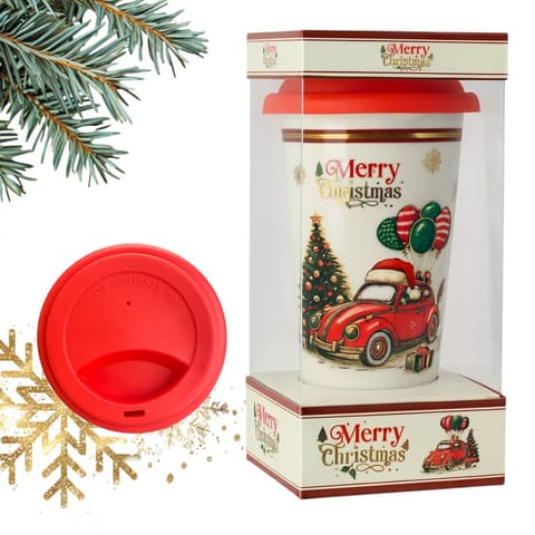 ⁨KUBEK ŚWIĄTECZNY - zestaw w pudełku z silikonowym zaparzaczem 400 ml KB31WZ2⁩ w sklepie Wasserman.eu