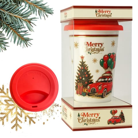 ⁨KUBEK ŚWIĄTECZNY - zestaw w pudełku z silikonowym zaparzaczem 400 ml KB31WZ4⁩ w sklepie Wasserman.eu