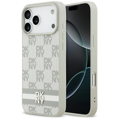 ⁨Etui DKNY Checkered with Printed Stripes do iPhone 17 Pro Max beżowy⁩ w sklepie Wasserman.eu
