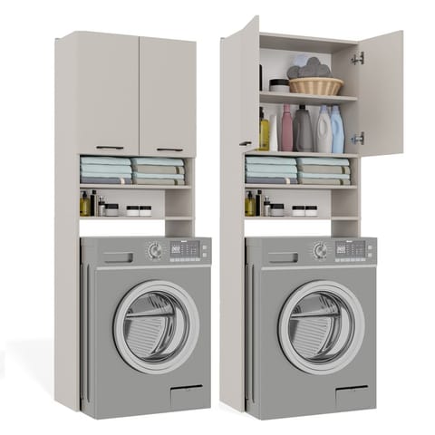 ⁨Szafka Łazienkowa na Pralkę POLA DK KASZMIR BEŻ Regał Słupek 180X64X30⁩ w sklepie Wasserman.eu