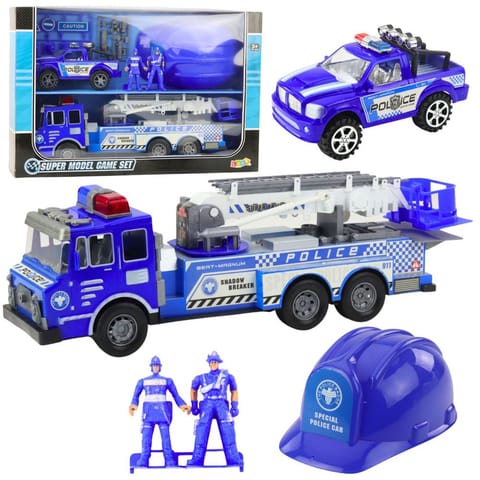 ⁨Duży Zestaw Policyjny Wóz Figurki Kask Dla Dziecka Niebieski⁩ w sklepie Wasserman.eu