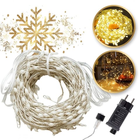 ⁨Zewnętrzne/wewnętrzne lampki choinkowe ryż 500 LED 17m, barwa ciepłe białe do dekoracji LAMP60CB⁩ w sklepie Wasserman.eu