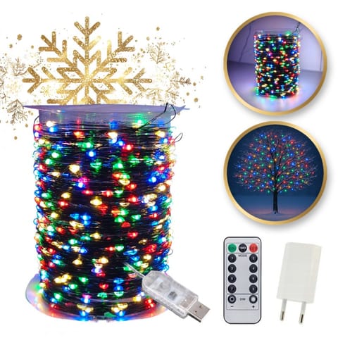⁨Zewnętrzne/wewnętrzne lampki choinkowe drucik 500 LED 50m, Multikolor LAMP36MULTI⁩ w sklepie Wasserman.eu