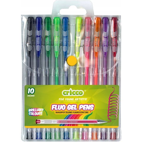 ⁨Długopis żelowy fluorescencyjny CRICCO 10kolorów w etui CR816W10 BF⁩ w sklepie Wasserman.eu