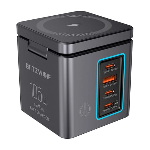 ⁨Ładowarka sieciowa Blitzwolf BW-i113 GaN, USB-A, 3xUSB-C, 105W⁩ w sklepie Wasserman.eu