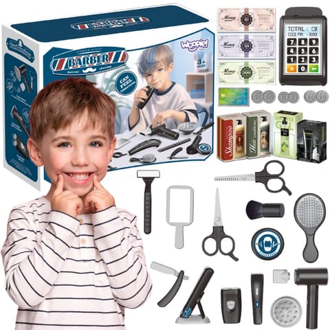 ⁨WOOPIE Barber Zestaw Fryzjerski dla Dzieci Salon Stylizacji 24el.⁩ w sklepie Wasserman.eu