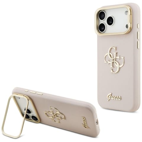 ⁨Guess Grained Big 4G & Stand Camera - Etui iPhone 17 Pro Max (różowy)⁩ w sklepie Wasserman.eu