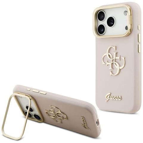 ⁨Guess Grained Big 4G & Stand Camera - Etui iPhone 17 Pro (różowy)⁩ w sklepie Wasserman.eu