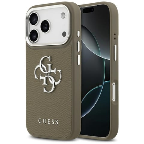 ⁨Guess Grained Big 4G Classic Logo - Etui iPhone 17 Pro (brązowy)⁩ w sklepie Wasserman.eu