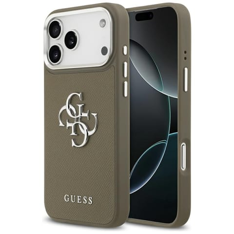 ⁨Guess Grained Big 4G Classic Logo - Etui iPhone 17 Pro Max (brązowy)⁩ w sklepie Wasserman.eu