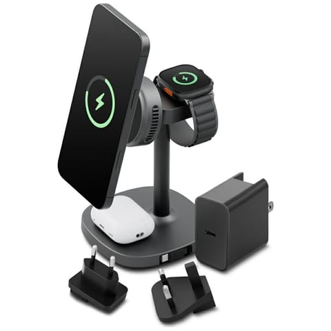 ⁨Stacja ładująca Energea MagArctic Stand  4w1 Qi2 z chłodzeniem, kablem i ładowarką 65W gunmetal⁩ w sklepie Wasserman.eu