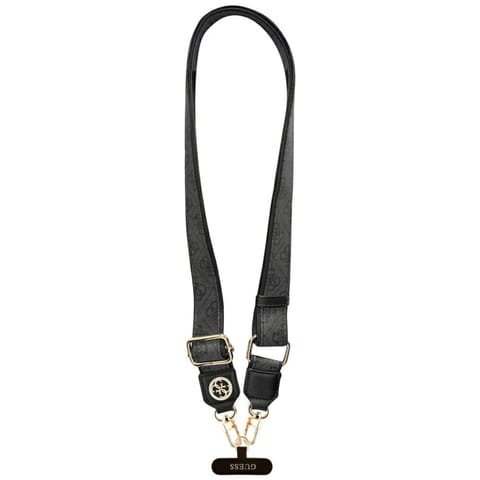 ⁨Uniwersalna smycz Guess Universal CBDY   4G Tether Patch Strass Metal Logo czarny⁩ w sklepie Wasserman.eu