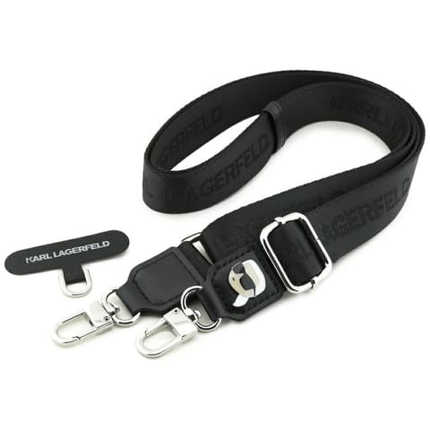 ⁨Uniwersalna smycz Karl Lagerfeld         Universal Strap Tether Patch Karl Metal Logo czarny⁩ w sklepie Wasserman.eu