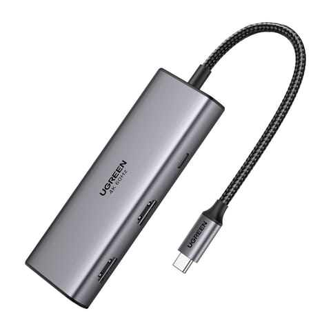 ⁨Adapter / Hub USB-C 7w1 Ugreen CM498, 2x HDMI 4K@60Hz, 2x USB, PD 100W⁩ w sklepie Wasserman.eu