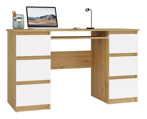 ⁨Biurko Kuba KUBA DĄB ARTISAN BIEL⁩ w sklepie Wasserman.eu