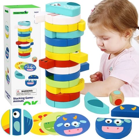 ⁨TOOKY TOY Gra Zręcznościowa Klocki Zwierzęta Certyfikat FSC⁩ w sklepie Wasserman.eu