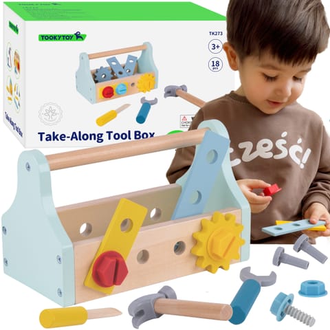 ⁨TOOKY TOY Drewniana Skrzynka z Narzędziami Zestaw 18 el.⁩ w sklepie Wasserman.eu