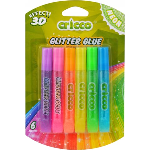 ⁨Klej brokatowy neonowy 10g. 6 kolorów CRICCO 3D CR950B6⁩ w sklepie Wasserman.eu