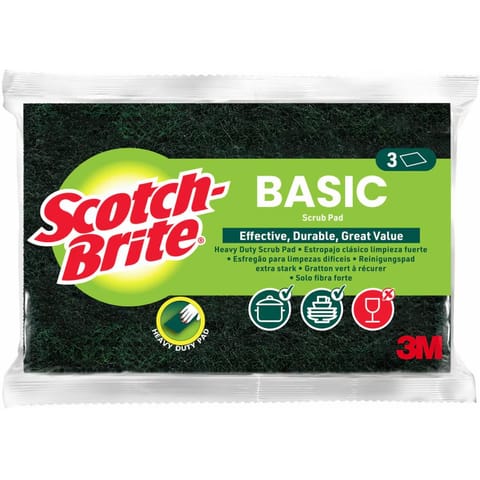 ⁨Zmywak do szorowania SCOTH-BRITE Basic włóknina (3szt.) zielony 3M-68060502025⁩ w sklepie Wasserman.eu