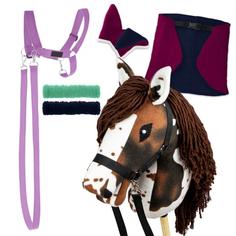 ⁨Zestaw Skippi - Hobby Horse Gniado - srokaty - Derka fuksja -Kantar lawenda⁩ w sklepie Wasserman.eu