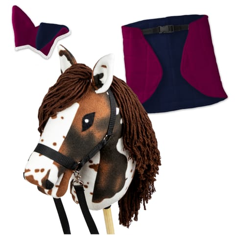 ⁨Zestaw Skippi - Hobby Horse Gniado - srokaty - Derka fuksja i granat⁩ w sklepie Wasserman.eu