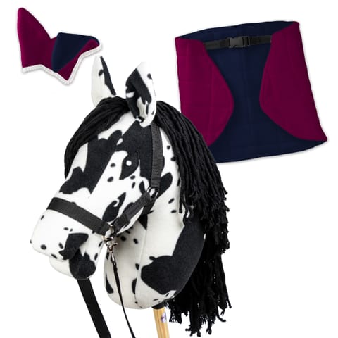 ⁨Zestaw Skippi - Hobby Horse Karo - srokaty - Derka fuksja i granat⁩ w sklepie Wasserman.eu