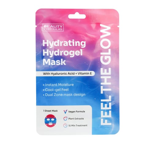 ⁨BEAUTY FORMULAS Hydrożelowa Maska nawilżająca z kwasem hialuronowym + witaminą E 1 szt.⁩ w sklepie Wasserman.eu