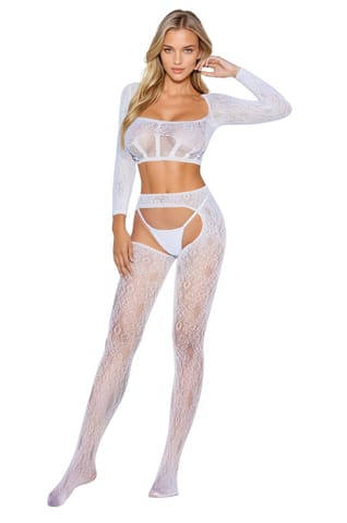 ⁨Bodystocking 2078 white (kolor biały, rozmiar uniwersalny)⁩ w sklepie Wasserman.eu