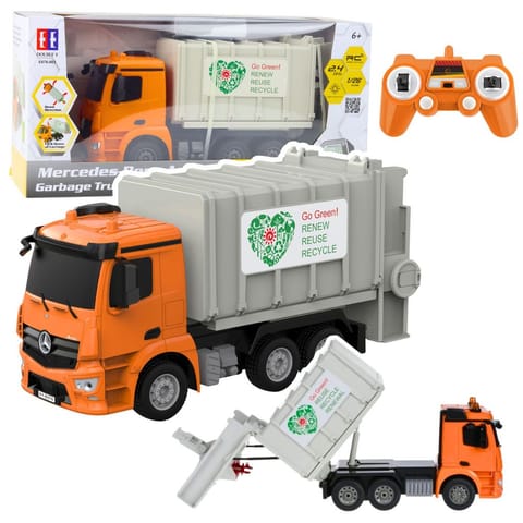 ⁨Mercedes-Benz Antos Śmieciarka Zdalnie Sterowana RC Pomarańczowa 1:26⁩ w sklepie Wasserman.eu