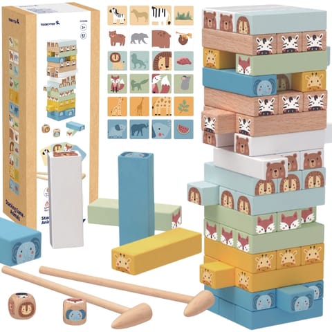 ⁨TOOKY TOY Gra Zręcznościowa "Chwiejąca się Wieża"  Zwierzęta 82 el.⁩ w sklepie Wasserman.eu