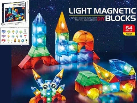 ⁨Klocki magnetyczne świecące 64el⁩ w sklepie Wasserman.eu