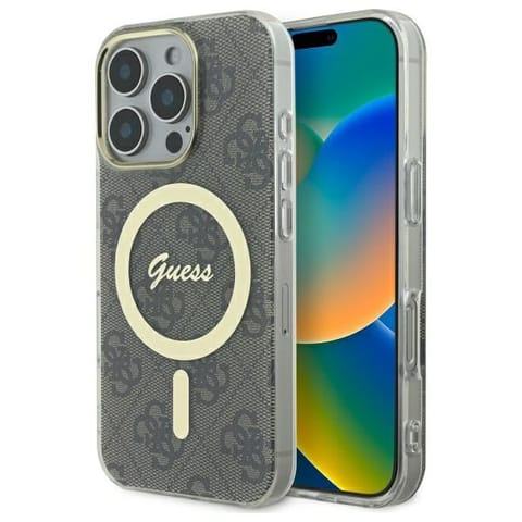 ⁨Guess GUHMP16LH4STW iPhone 16 Pro 6.3" brązowy/brown hardcase IML 4G MagSafe⁩ w sklepie Wasserman.eu